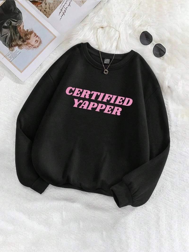 Minority English Slogan Printed Sportswear for Women, Loose Casual Pullover for Spring and Autumn Round Neck Women's Clothing