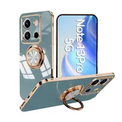 Luxury Plating Metal Ring Holder Phone Case For Xiaomi 13 Pro 14 Ultra Redmi 13 13C 14C 4G Note 14 13 12 Pro Plus 5G Back Cover