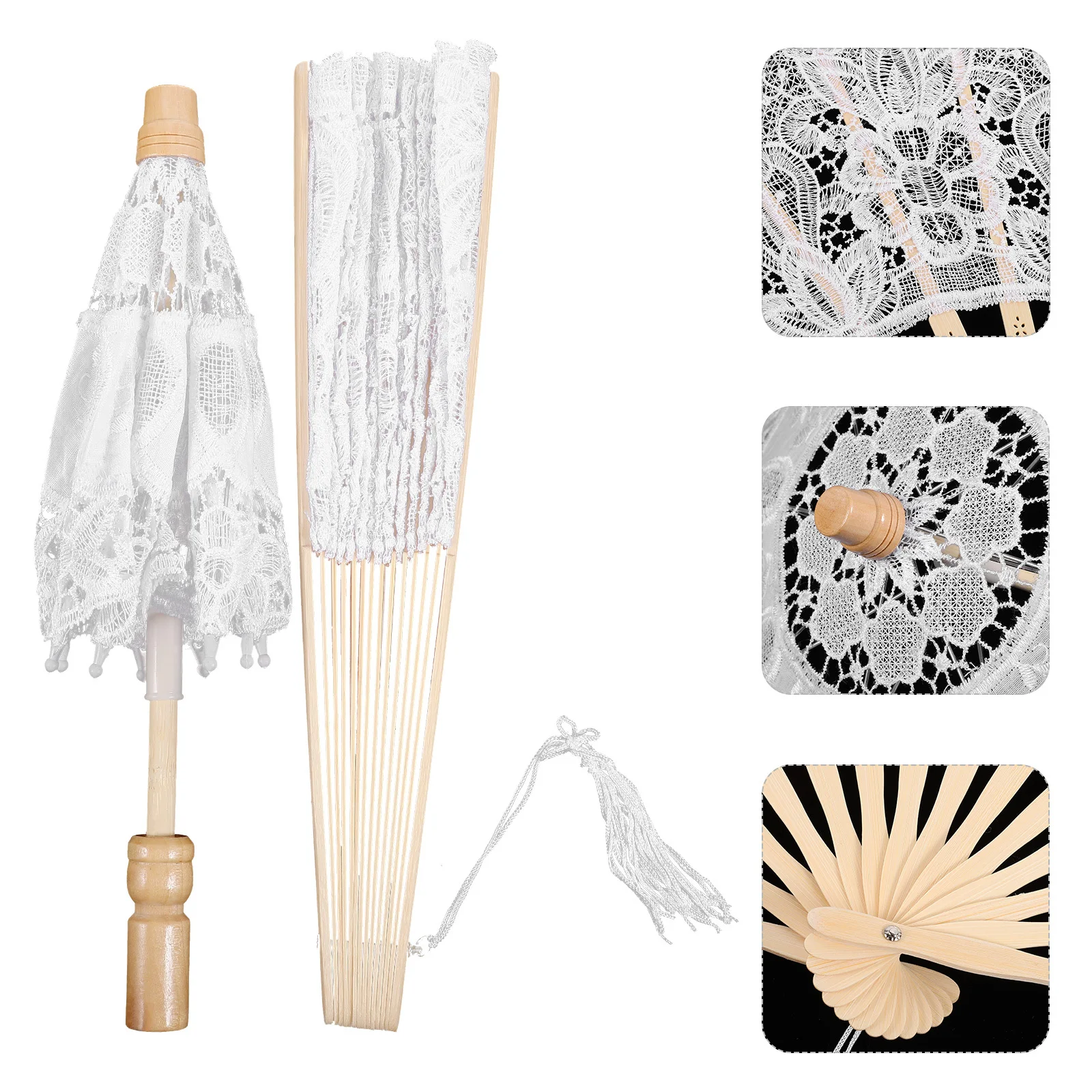 1 مجموعة مظلة من الدانتيل أنيقة الدانتيل والتطريز مروحة الزفاف خمر الزفاف التصوير الدعائم مظلة كبيرة ديكور سيدة ديكور الحفلات