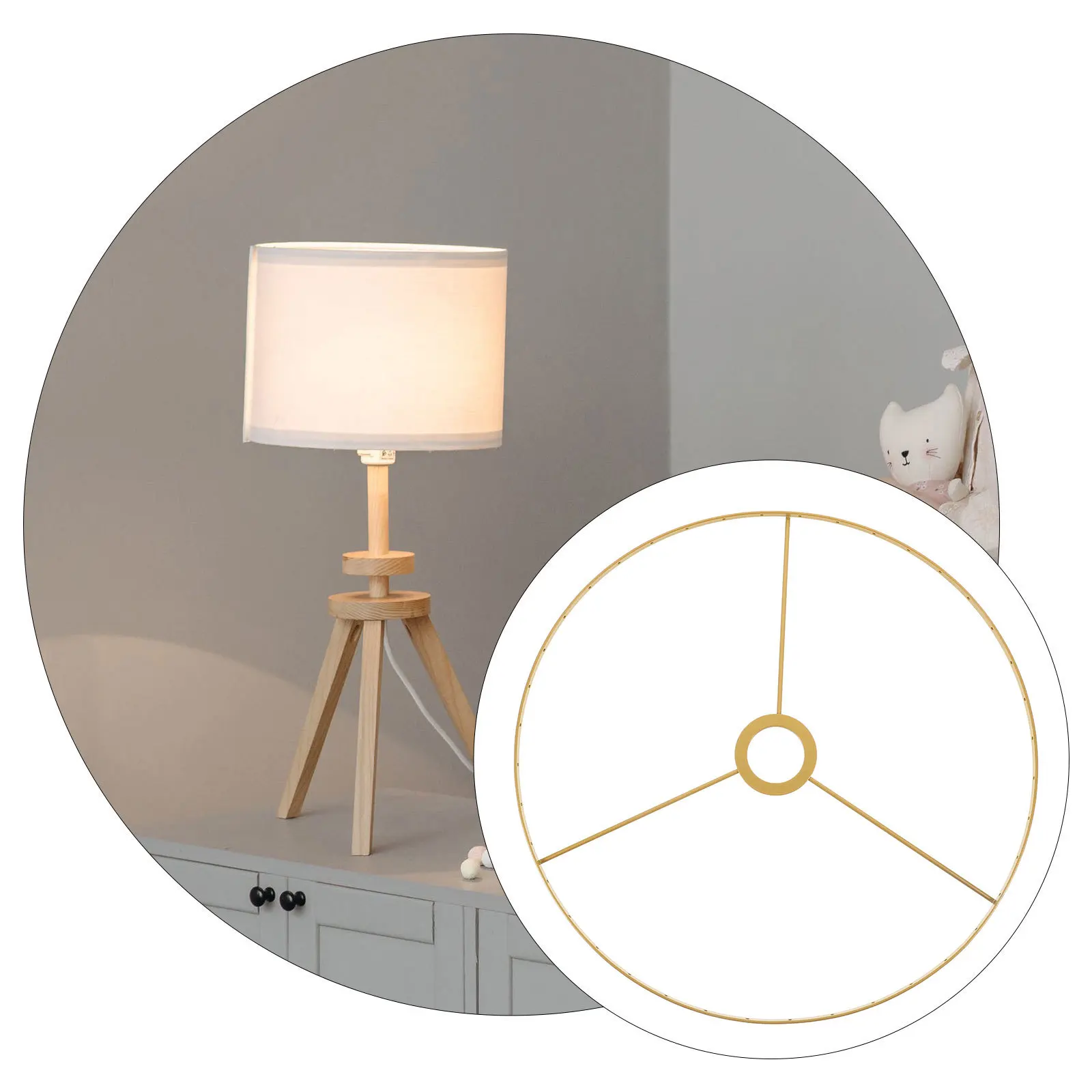 

E27 Water Crystal Lamp Shade Frame Metal Wire Durable DIY Ring Lamp Shade Holder Replacement Light Socket Ring