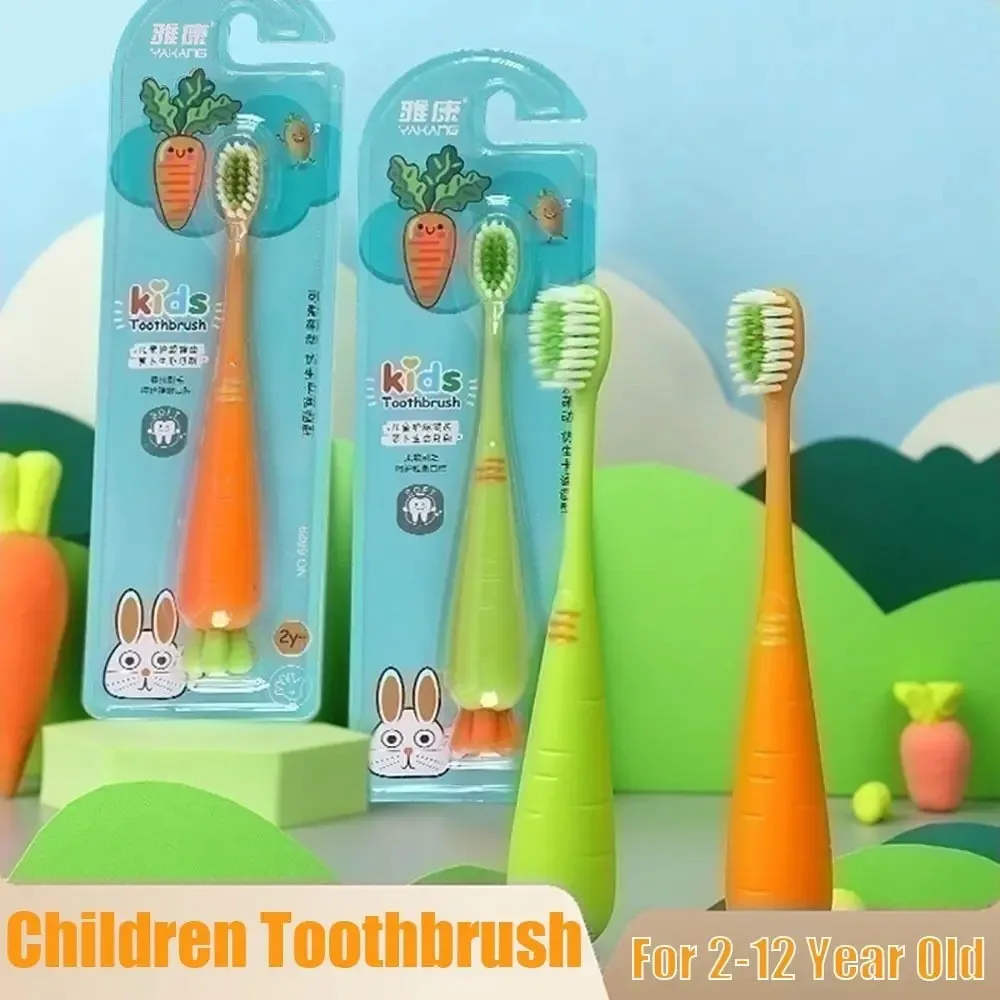 Silicone Children Toothbrush Oral Health Carrot Shaped Teeth Clean Brush Oral Care Soft Training Toothbrush For 2-12 Year Old