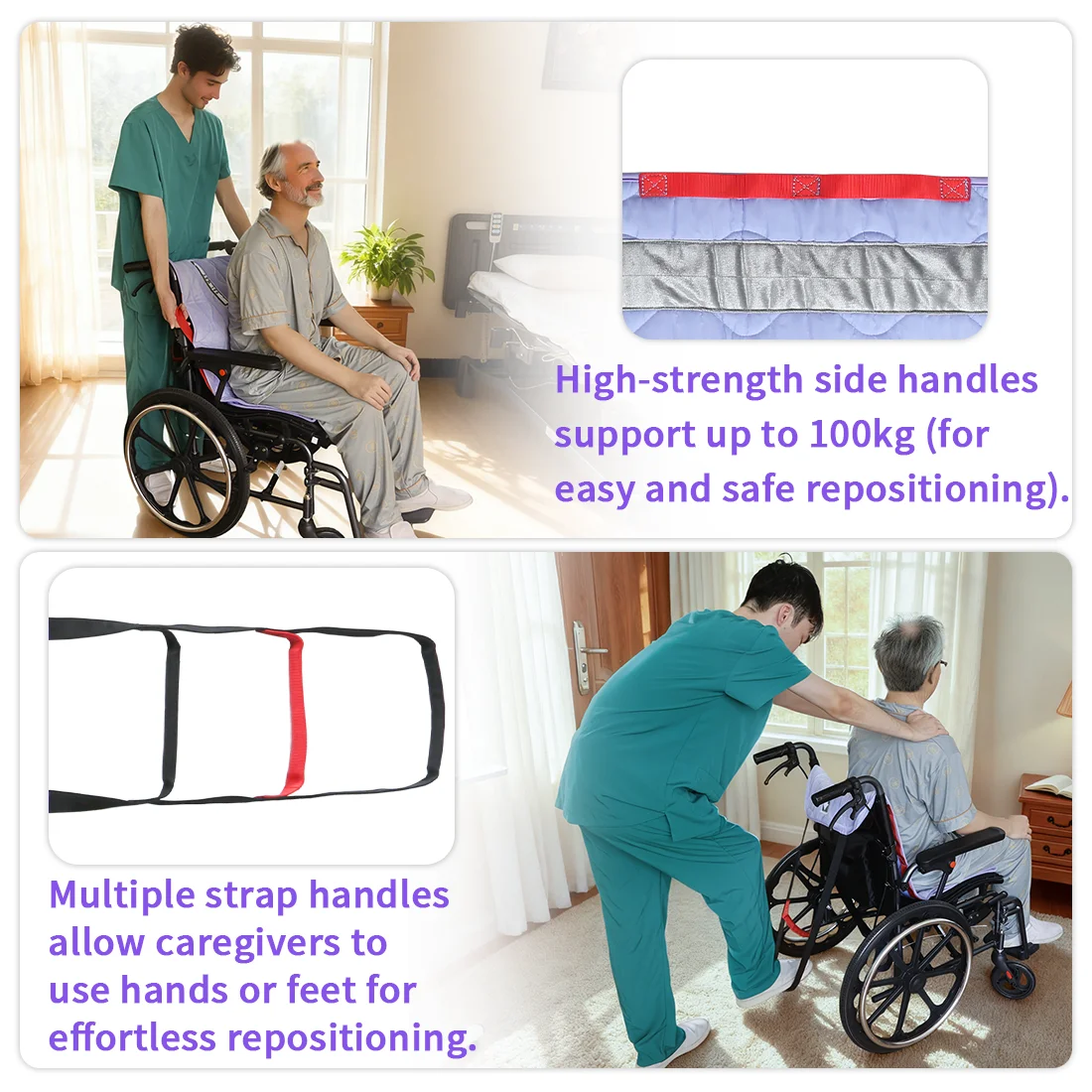 Ehucon Ultra-soft Velour Surface One Way Slide Seat Cushion,Non-Slip Fall Prevention Pad for  Elderly Use on Wheelchairs 1 PCS