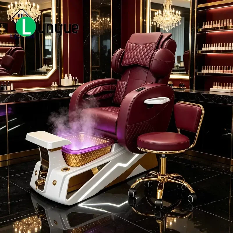 Electric Tubeless Whirlpool Massage Chair Adjustable Backrest Luxury Foot Spa Pedicure Chair for Nail Salons Comfortable