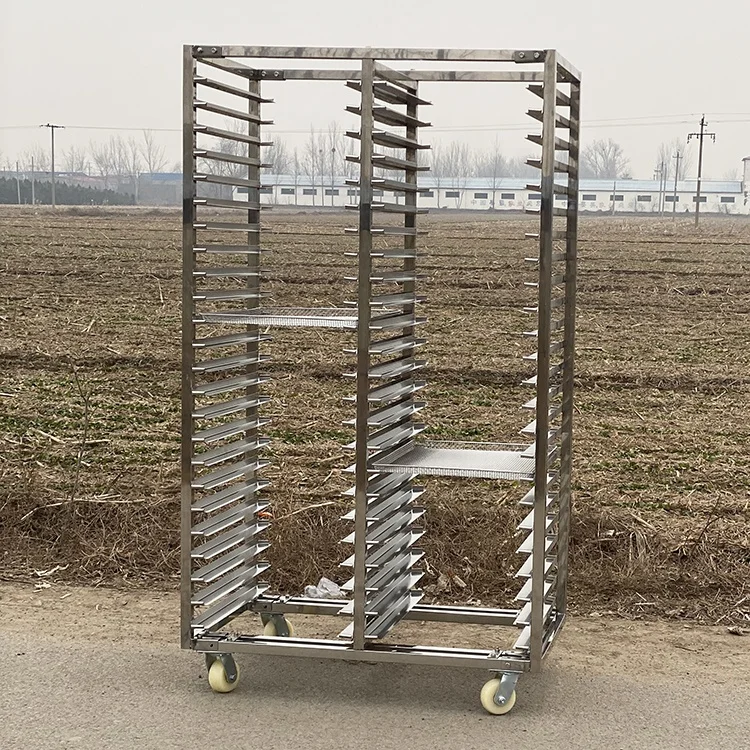 

Heavy Duty Stainless Steel Baking Tray Rack Gn Pan Trolley Tray Bakery Cart Trolley