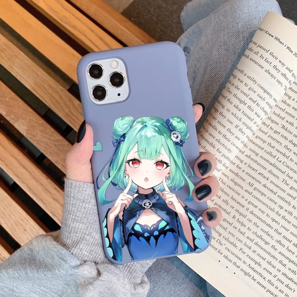 Uruha Rushia Anime Phone Case For IPhone 14 11 12 13 Mini Pro Xs Max 8 7 6 6S Plus X XR Solid Candy Color Case