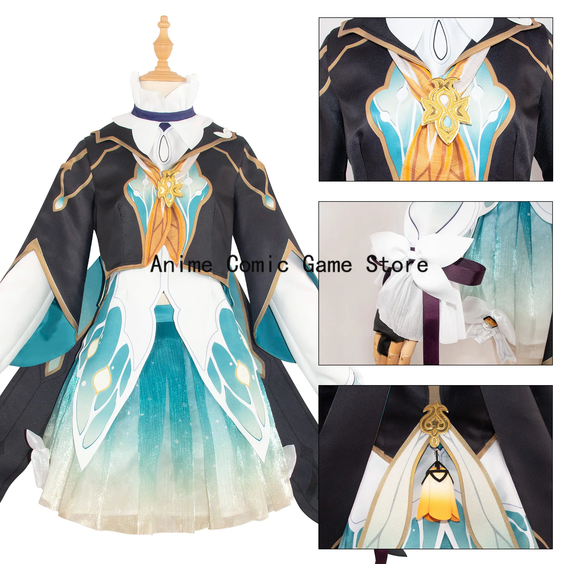 Traje Cosplay Firefly com Perucas para Mulheres e Meninas, Roupas de Anime, Festa de Halloween, Honkai Star Rail, Em Stock, XS-XXXL