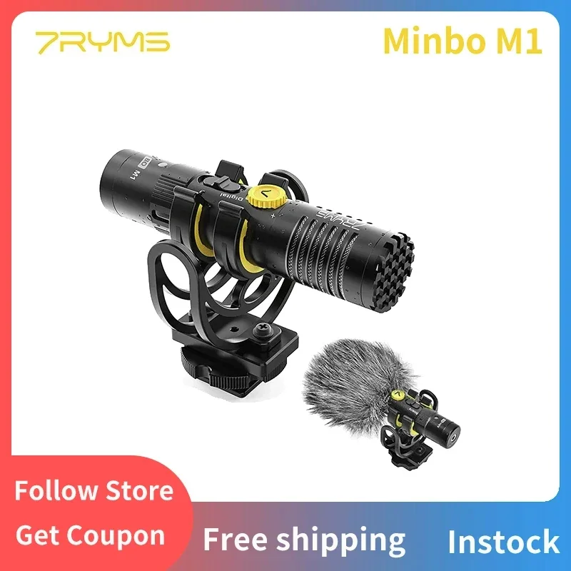 

7RYMS Minbo M1 Professional Microphone with Instant Monitoring Dual Output Mode for Cameras Smartphone Laptops PS4