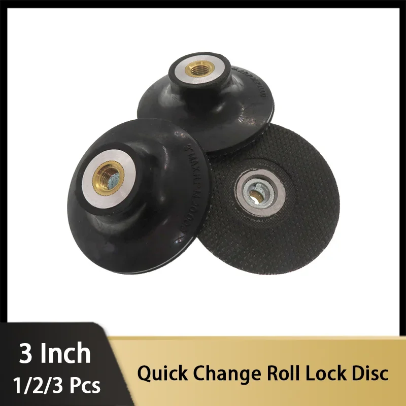 3 Inch 75MM Quick Change Roll Lock Disc 1/2/3Pcs Holder Adapter Kit with 3/8-24UNF Shank for Polishing Sanding and Grinding