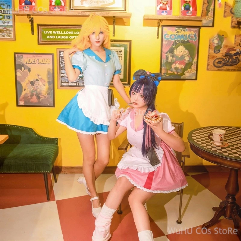 

Anime Panty & Stocking with Garterbelt Younger Sister Anarchy Stocking Cosplay Midi Maid Dress Costume Woman Lolita Dress Outfit