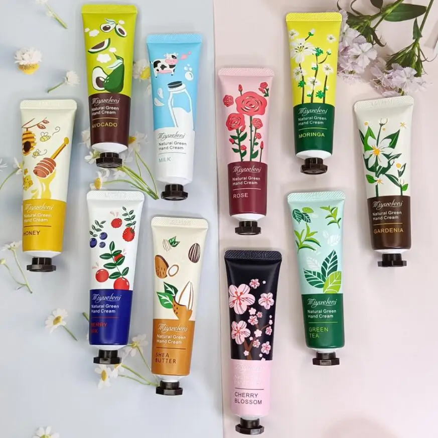 10pcs/set mix Plant Fragrance Hand Cream Flora Fruity Hydrating Moisturizing Butter Repair Cream Hand Cream Set BULK