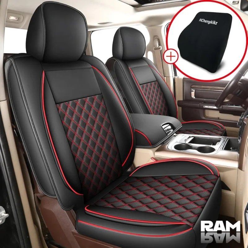 럭셔리 가죽 자동차 시트 커버 맞춤형 RAM 1500 2500 3500 2002-2024 크루 쿼드 레귤러 캡 모델용 시트 쿠션 포함