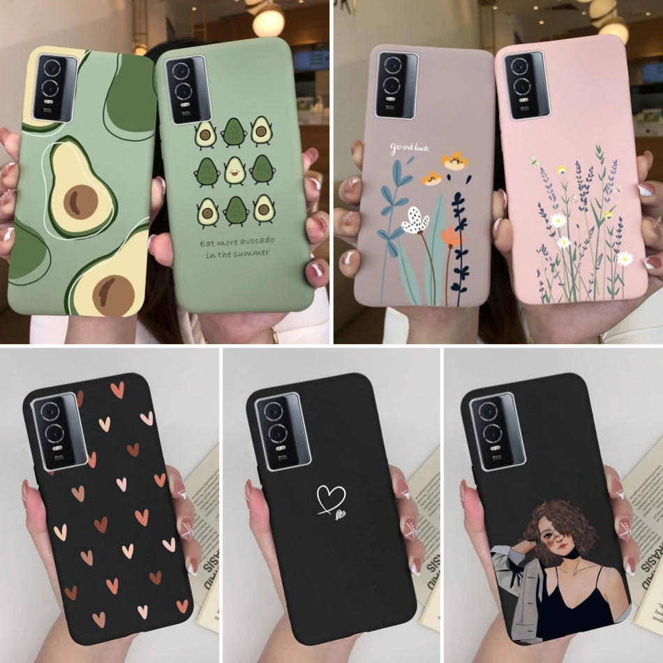 For Vivo Y76 Y76S 5G Phone Case Plant Heart Matte Silicone Shockproof Anti Slip Cover For VivoY76 Y 76 S Funda Bumper Coque Capa