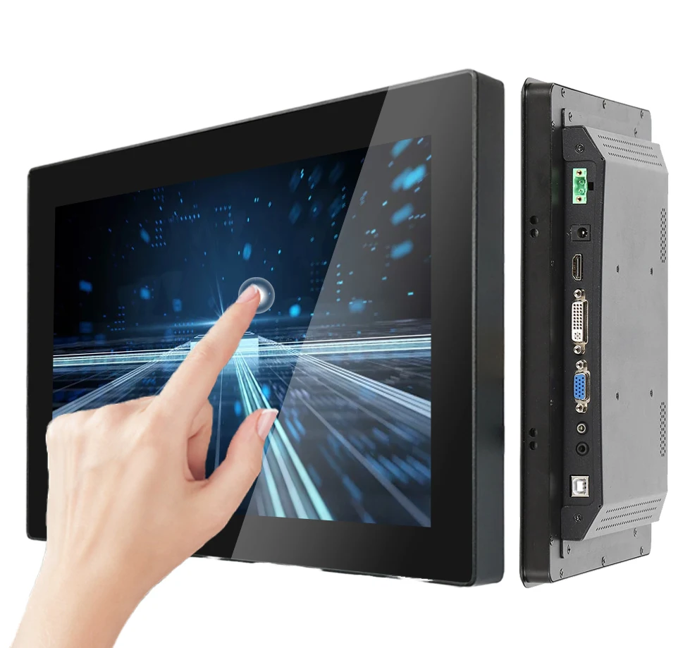 Industrial Touch Screen Monitor IP65 Front Case Waterproof Embedded Narrow Bezel LCD Display for Kiosk and Control Panel