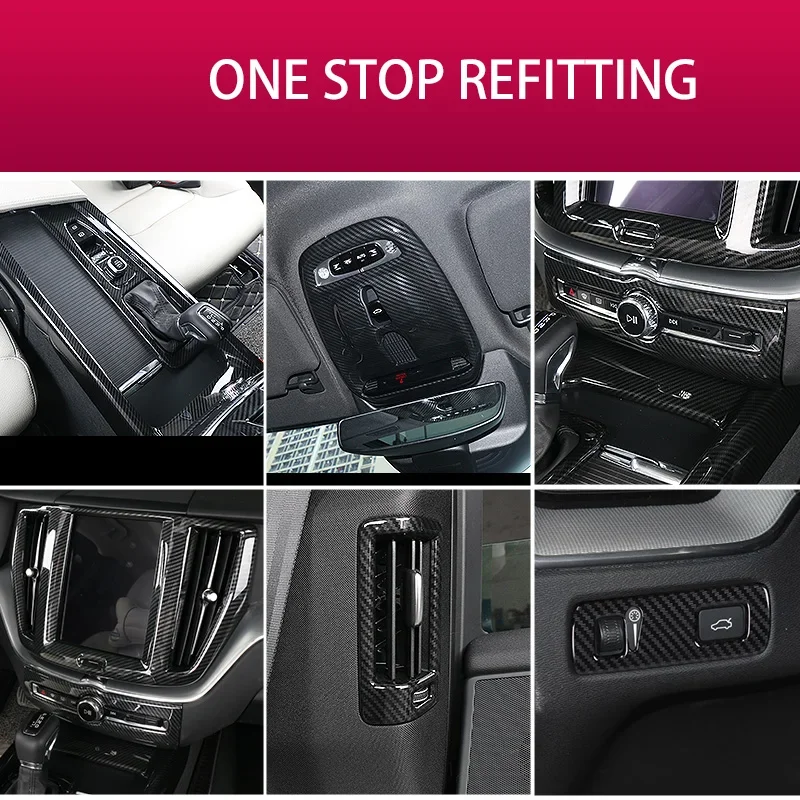 2018-2026 For Volvo XC60 Interior Carbon Fiber Sequin Patch Modification Special Decorative Strip Protection Car Accessories