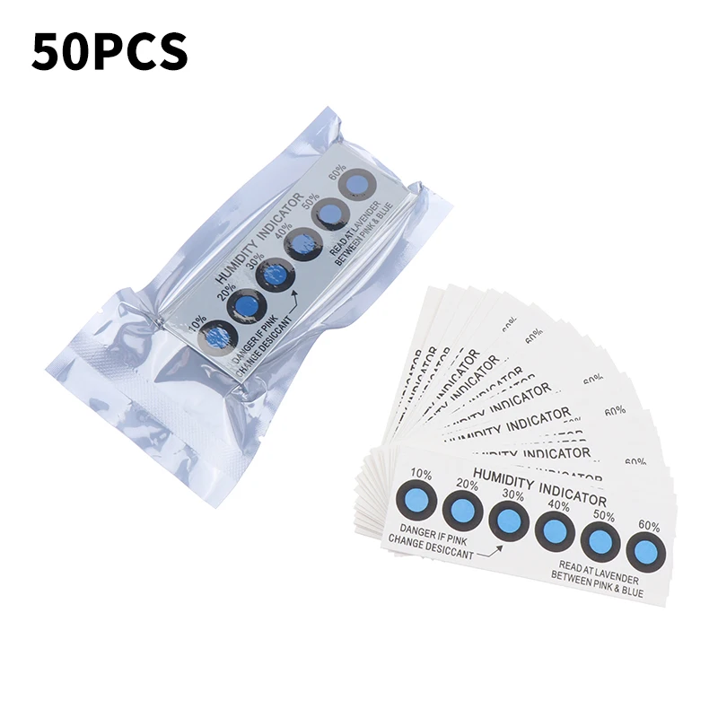 50Pcs Testing 10%-60% Humidity In Closed Containers Test Paper Card Blue Six-point Humidity Indicator Card