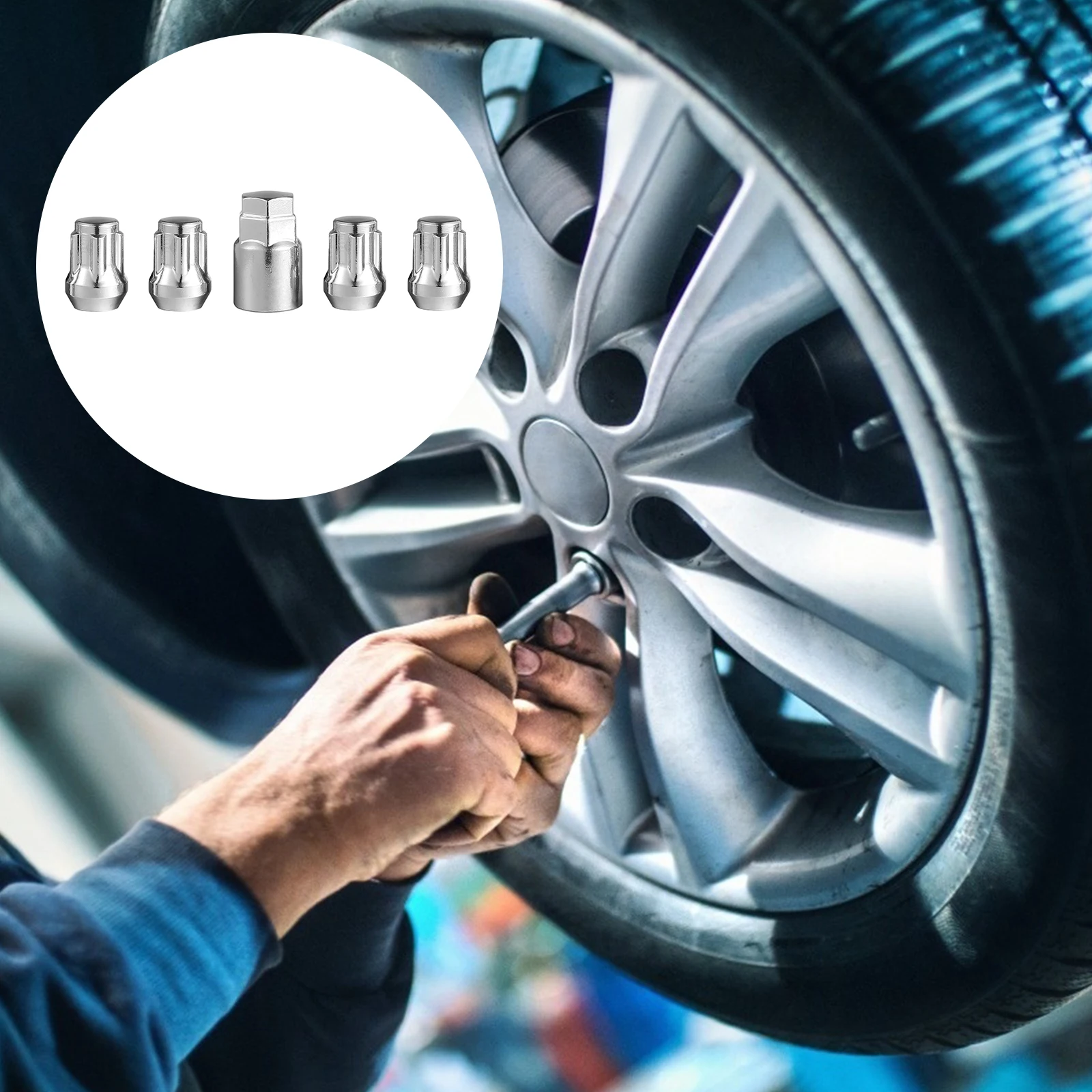 

4Pcs Anti Theft Wheel Lock Nut Locking Lug Nut for Car Parts Replacement Sturdy Polished Surface Convenient Installation