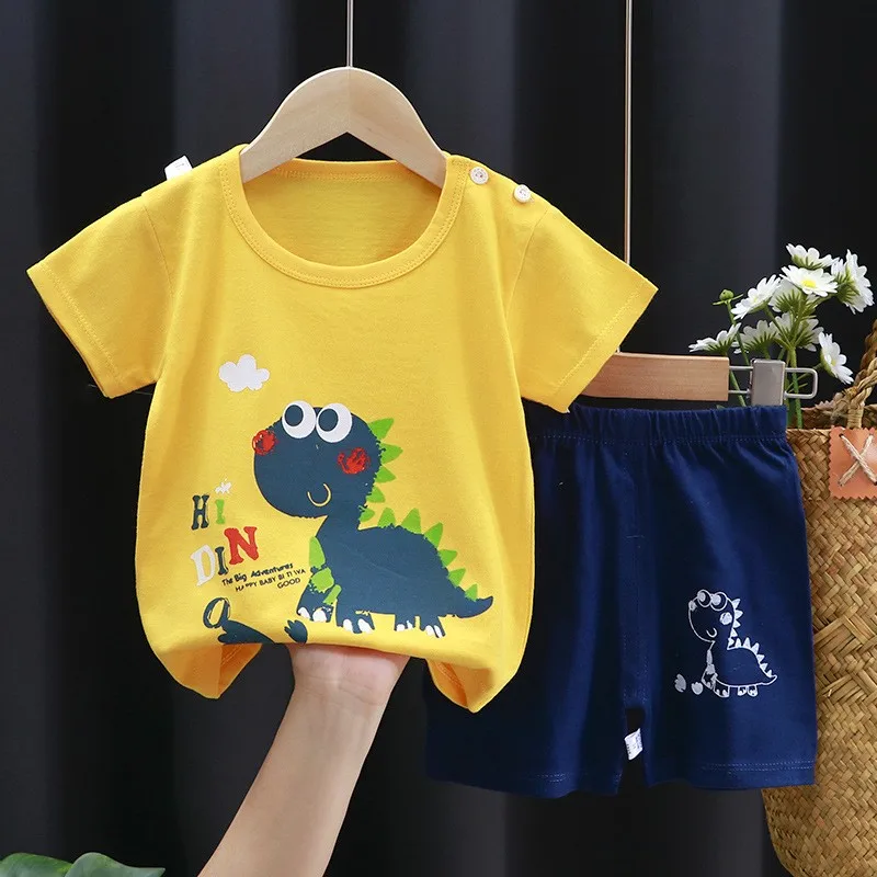 Boys And Girls Summer Clothing Suits New Casual Fashion Tshirt+Shorts 2pcs Children Cartoon Tees Outfits Children Cute Costume