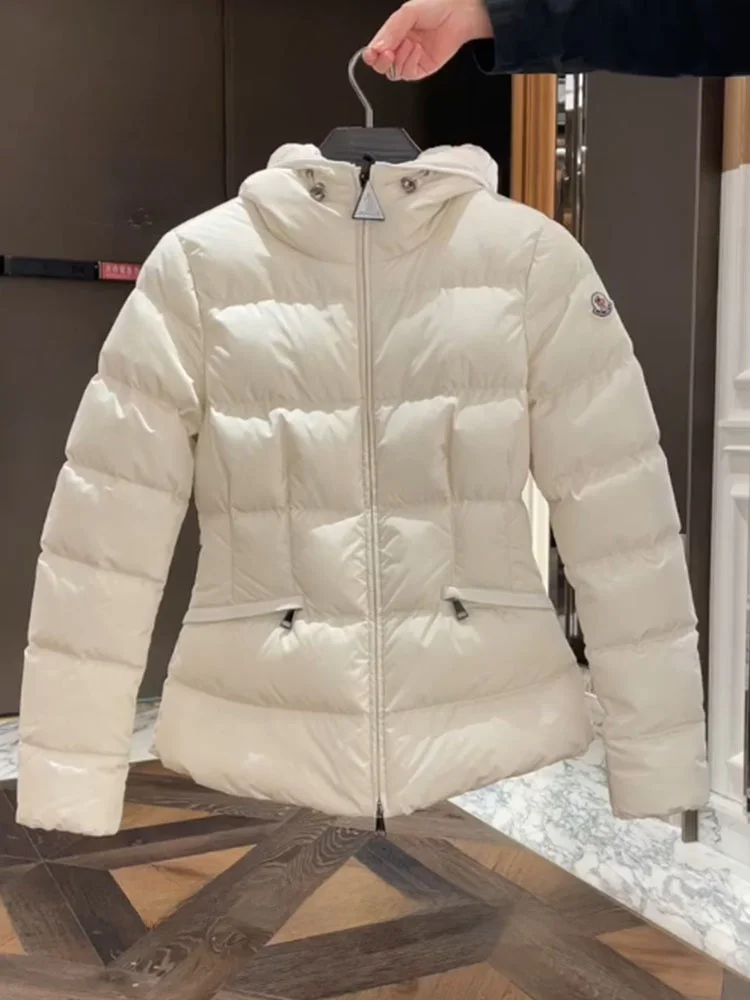 Ele blanc Puffer Jaet manteau d'hiver pour femme taille haute à capuche en fibre de polyester duvet chaud usage quotidien