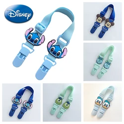 Disney Baby Bib Handkerchief Clip Stitch Mickey Cartoon Figure Overalls Clips Kid Pacifier Saliva Towel Toy Anti-lost Adjustable