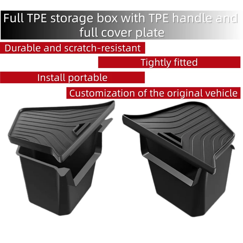 HX Car Trunk Side Storage Box For Tesla Model Y juniper 2025-2026 Flocking TPE Cover Mat Partition Board Stowing Space 5