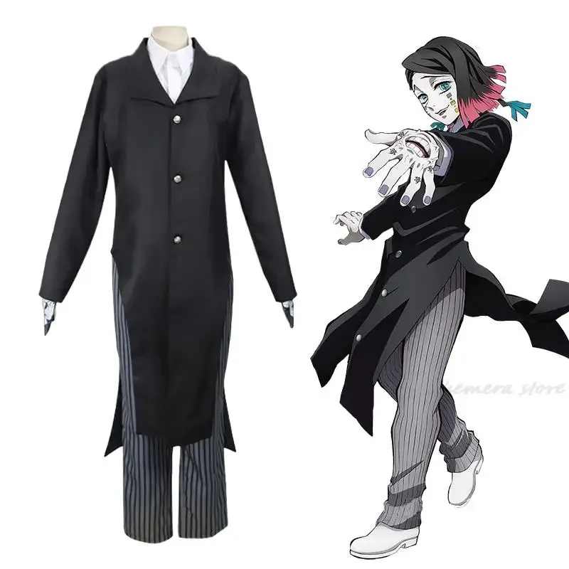 Disfraz de Anime Demon Slayer, uniforme de sueño, Kimetsu No Yaiba Enmu, peluca, tatuaje, ropa de fiesta de Halloween gh565g'