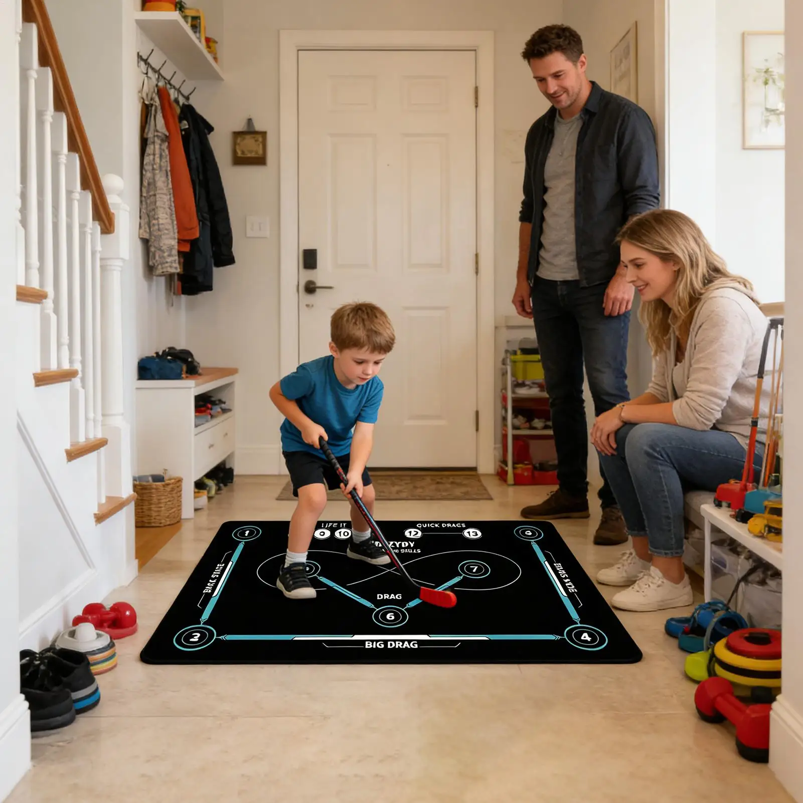 

Hockey Trainig Mat Quiet Footwork Dribbling Pad Non-Slip Agility Footwork Mat For Indoor Outdoor All Ages Adults Professionals