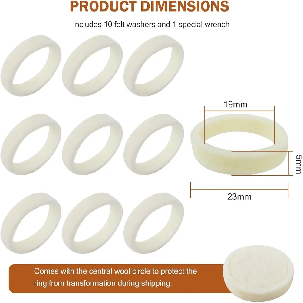 10Pack Felt Washer Replacement Kit With Wrench For Breville For Espresso Grinders BES870 BES880 BES980 BCG820 Parts