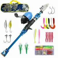 Caña de pescar para niños de 1,5 m, caña de cebo para principiantes, conjunto de equipo de pesca de aprendizaje al aire libre para principiantes, juego de cañas de pescar para niños