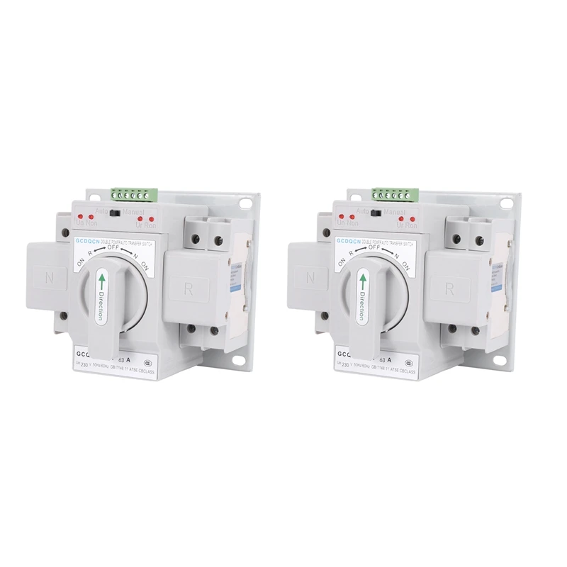 

NEW-2X Dual Power Automatic Transfer Switch 2P63A Switch Gear Switch Cb Class Ats Home Single Phase 220V