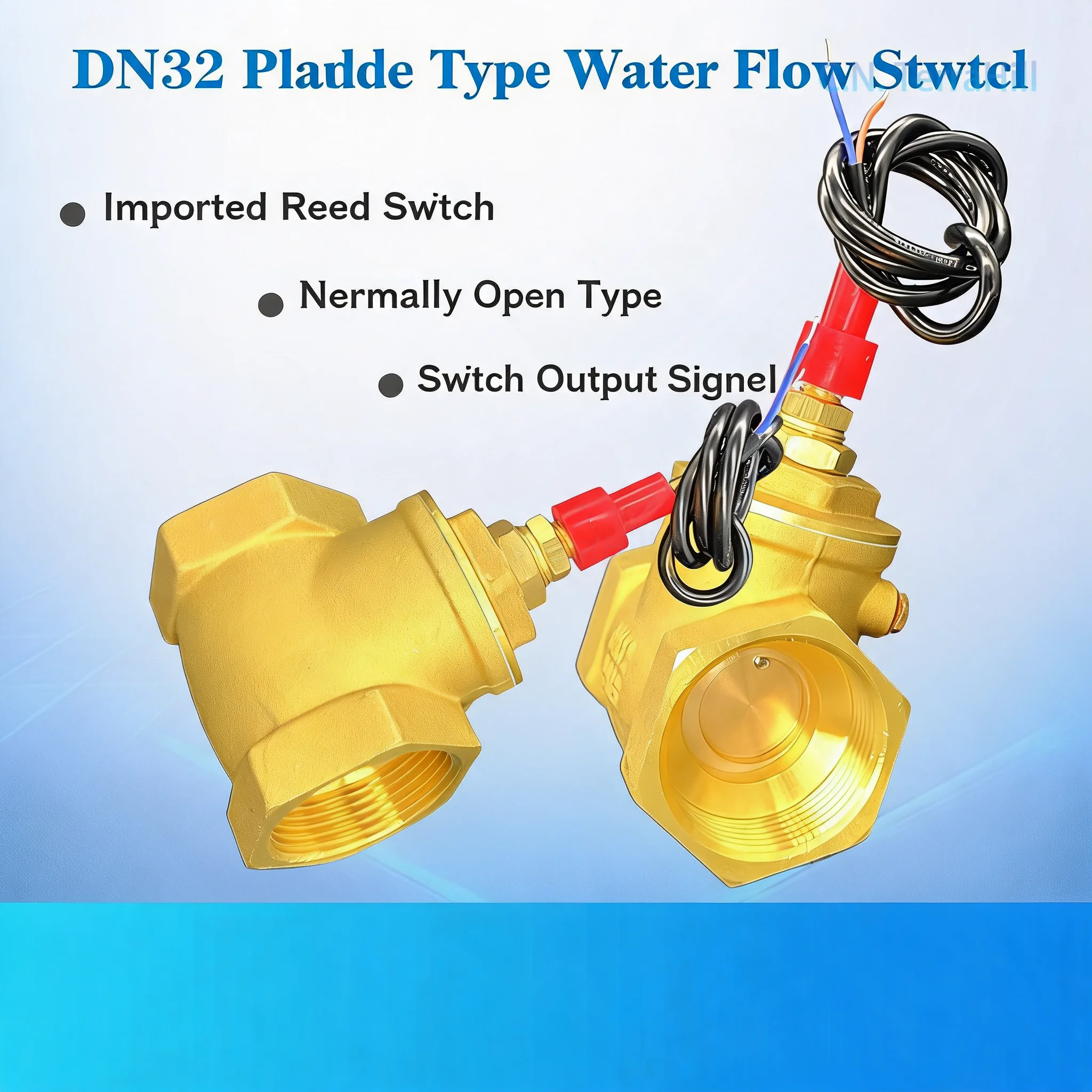 Industrial Brass Pipe Flow Switch 1.2 inch DN32 Flap Type Normally Open Anti-Corrosion