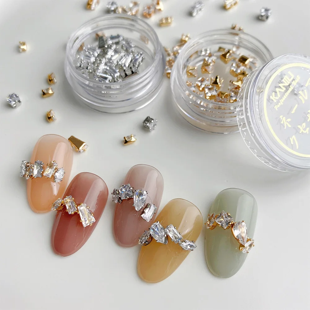 20 pçs strass arte do prego encantos conjunto de jóias diamante decoração do prego brilhante gota de água quadrado zircão manicare cristal prego