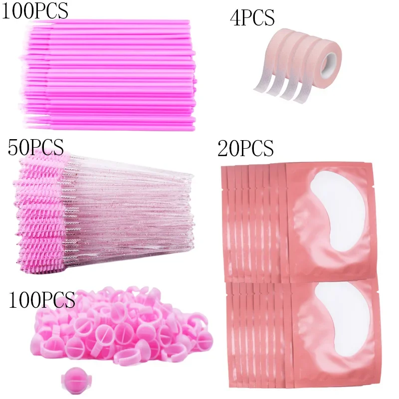 Wholesale Eyelash Extension Supplies Set Lashes Micro Brush Tape Glue Ring Eye Pad Disposable Mascara Applicator Eyelashes Tool