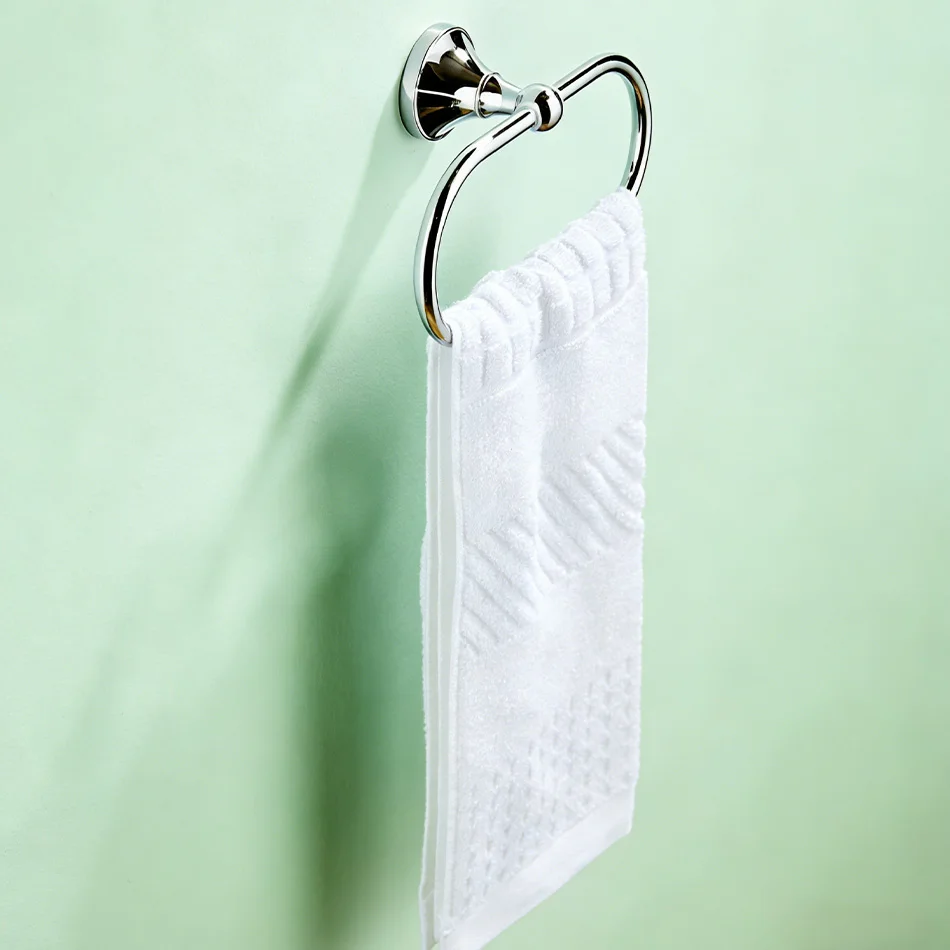 

Chrome Towel Ring Brass Antique Gold White Grey Black Wall Mounted Kitchen Lavatory Oval Bathroom Towel Holder Ring Rack Hanger