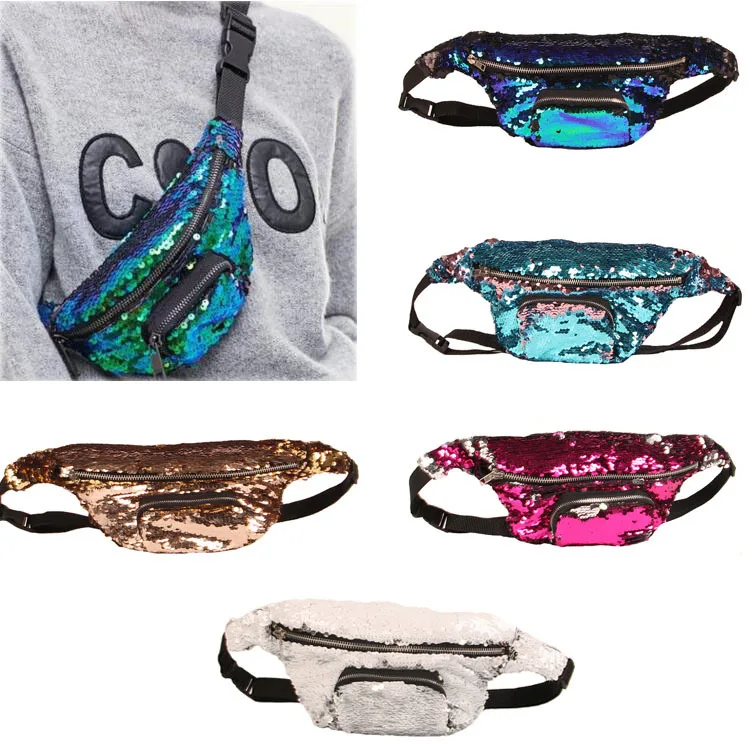 

Sequin Waistbag Solid Color Belt Bags Party Should Crossbody Bag Designer Female Fanny Pack Purse