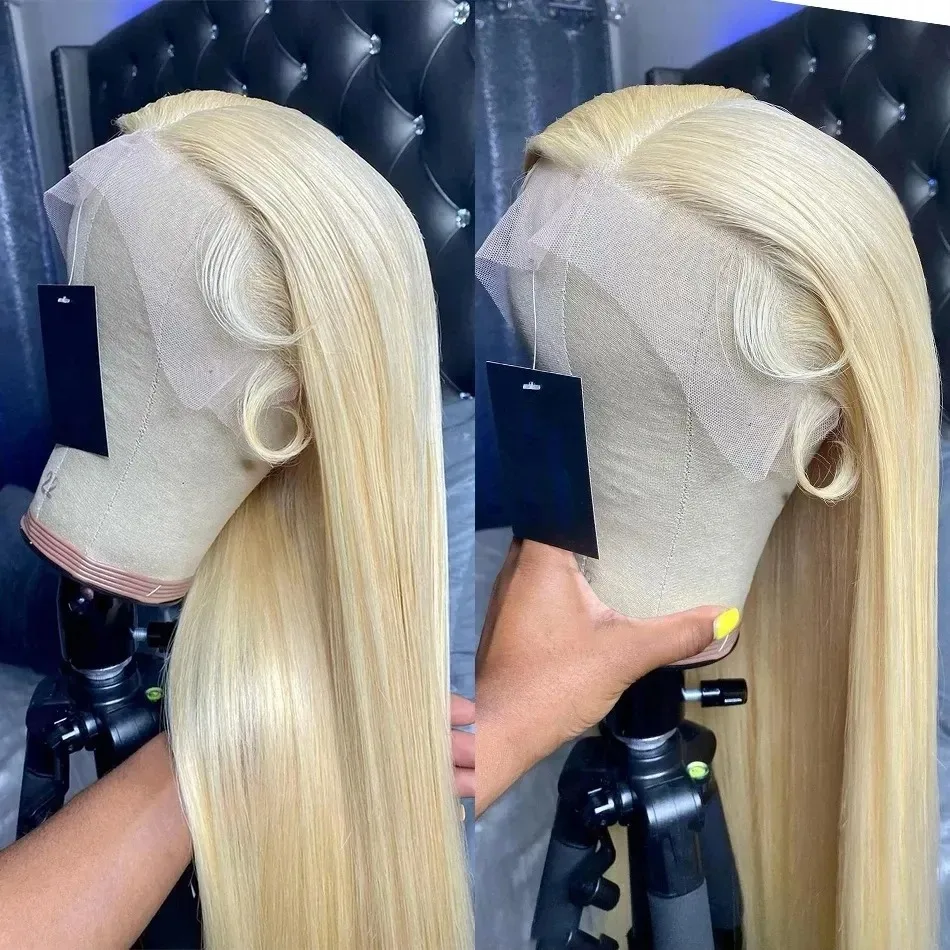 

Синтетические и комбинированные парики с прямым кружевным фронтом 613 Blonde Bone Straight, высококачественные, предварительно прорезанные, для ежедневного использования, без клея, для женщин.