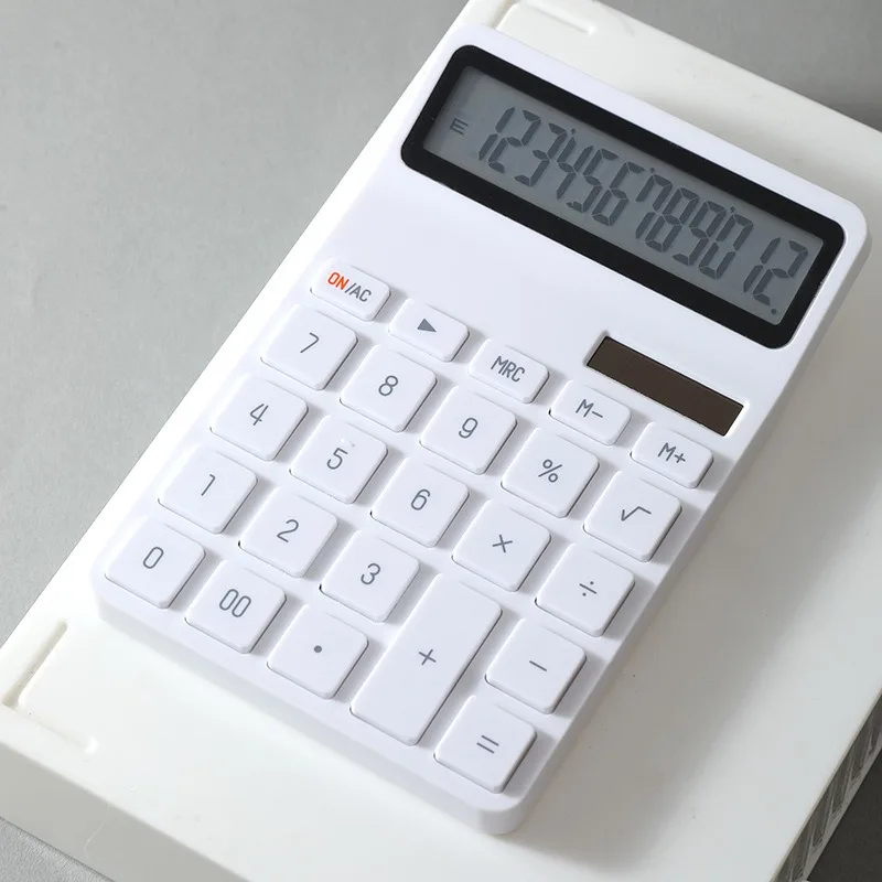 12-Digit Large LCD Display Calculator Standard Function Calculator with Solar & Battery Dual Power For Home Basic Desktop Office