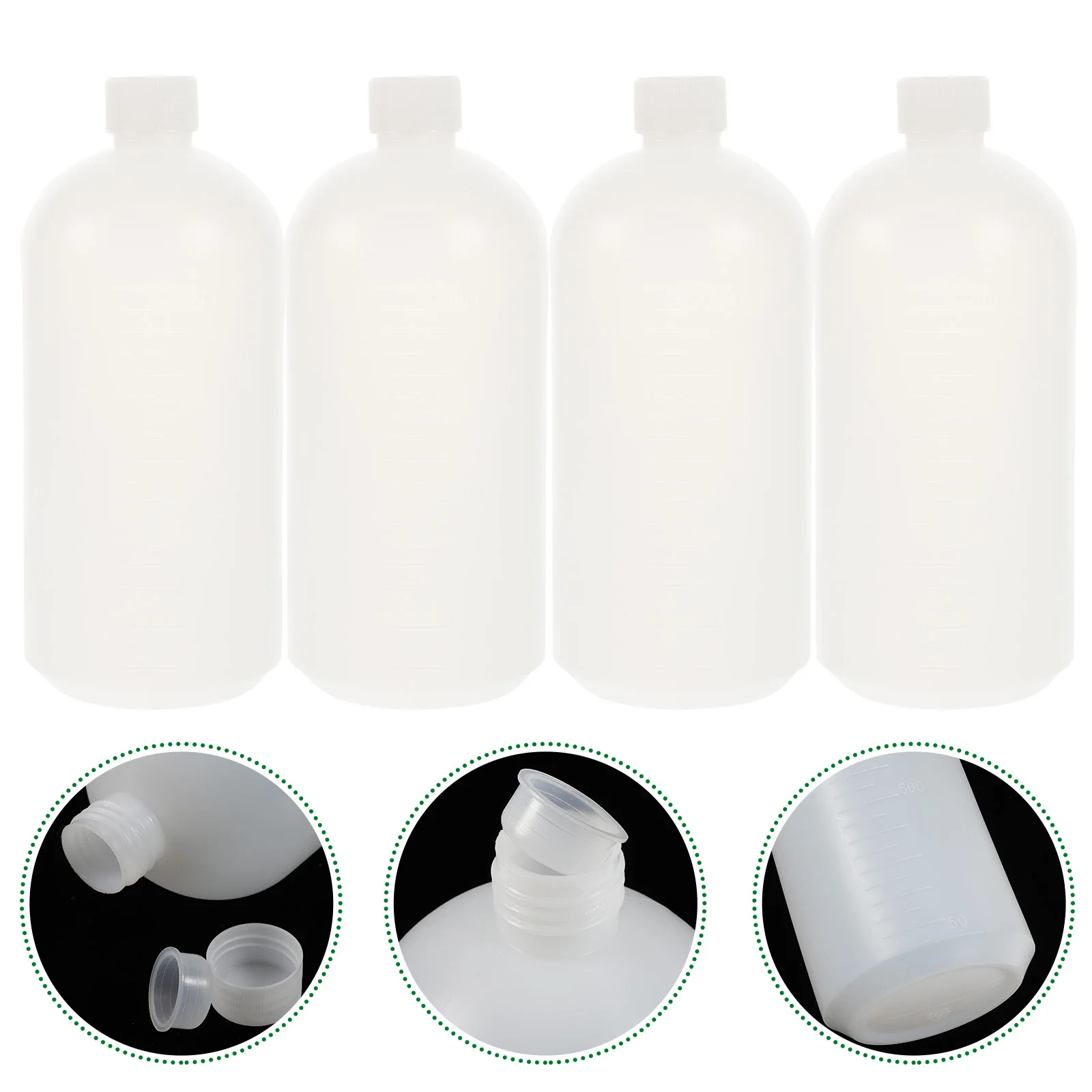 

4pcs Plastic Bottles Caps PE Material Chemical Reagent Bottle Empty Containers for Liquid Sample Home Use