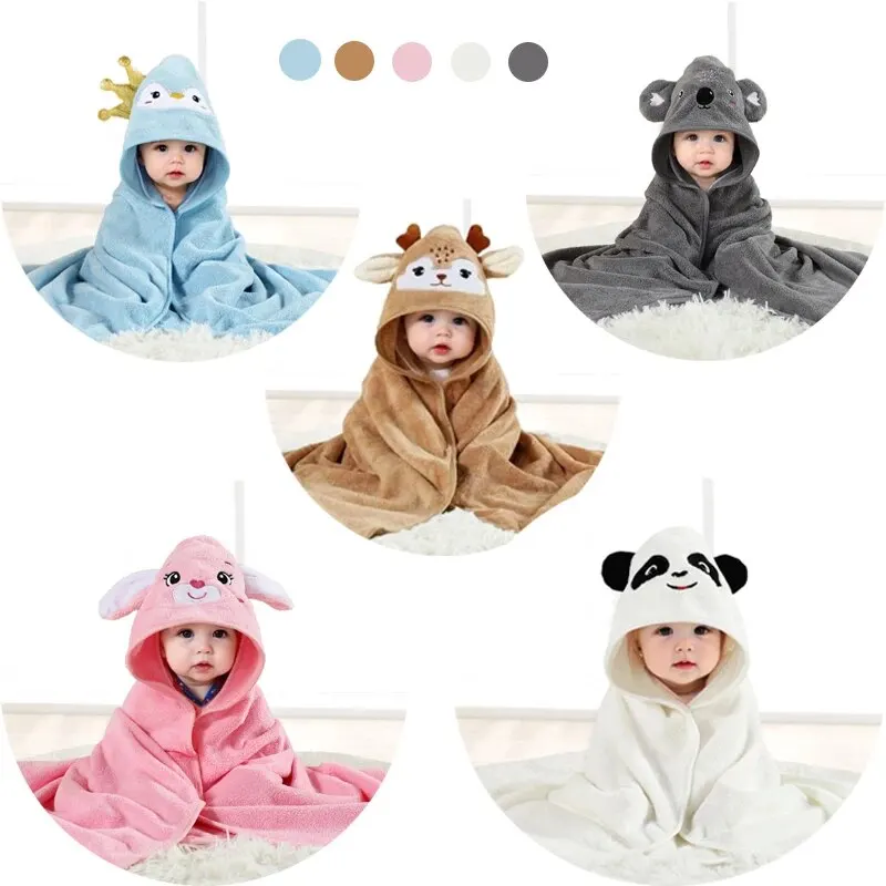 1-delige babybadhanddoek Superabsorberend polyester Materiaal Leuke dierenbadhanddoek met capuchon Badkamerbenodigdheden Strandcape