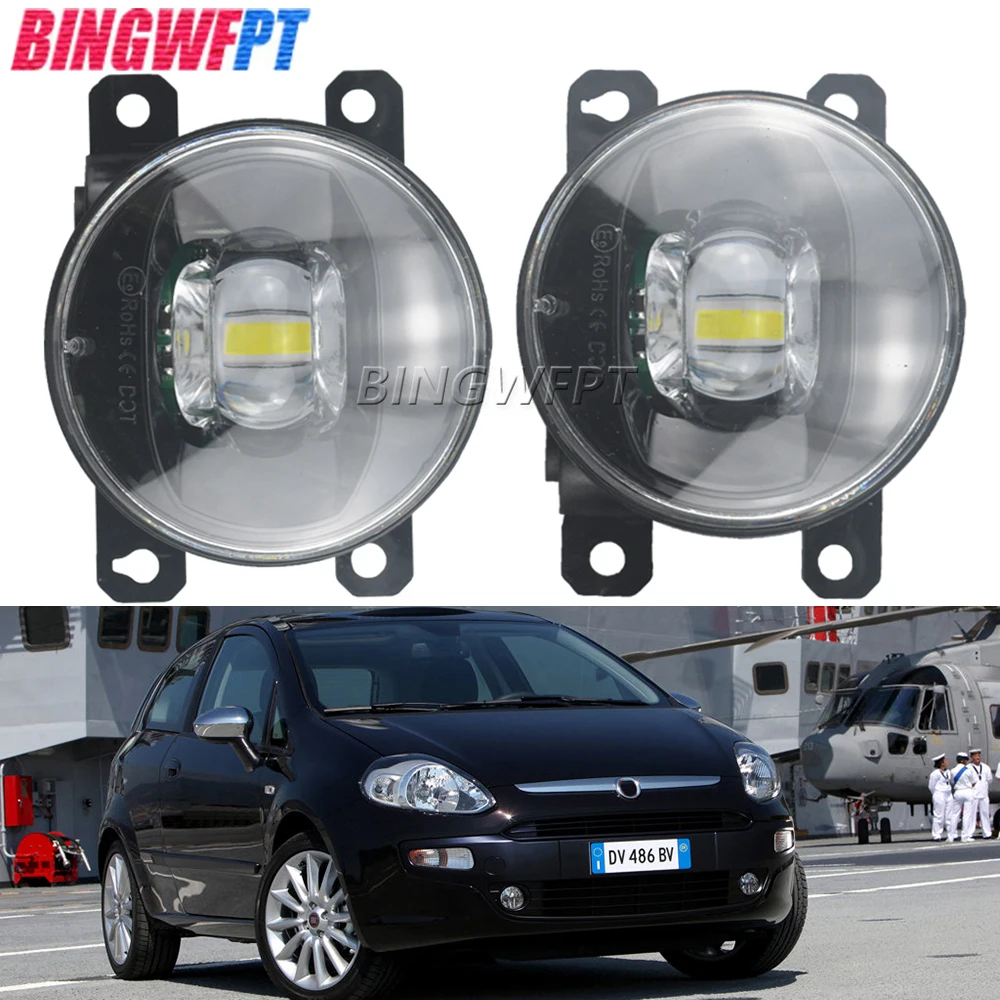 2Pieces High Quality Car H11 Lens LED Fog Lights DRL 12V Daytime Running Light Lamps for Fiat Punto EVO (199 310) 2010 2011 2012