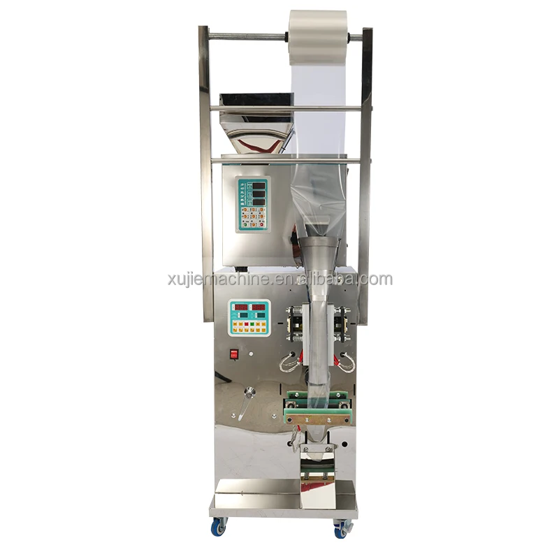 

Small Powder Coffee Seasonings Nuts Pet Food Weight Filling Bag Making Cutting Date Printing Three-Side Sealing Packing Machine