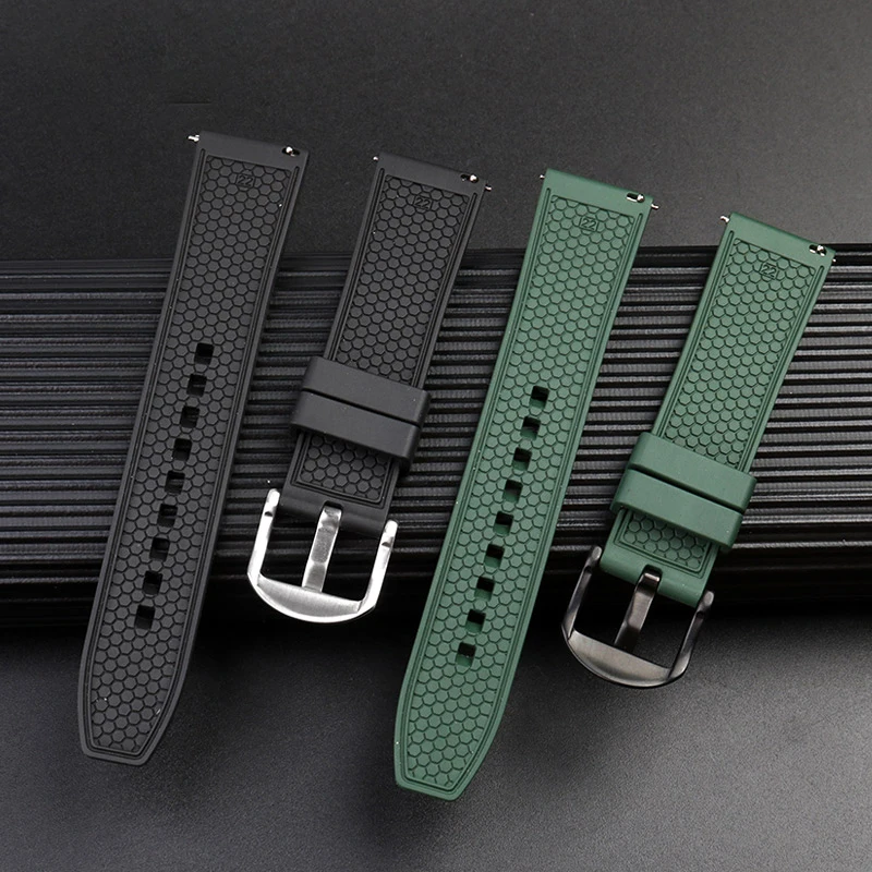 20mm 22mm fluororubber strap for Omega seahorse 300  Rolex  Green Water Ghost citizen bm8475 watch band men\'s wristband bracelet