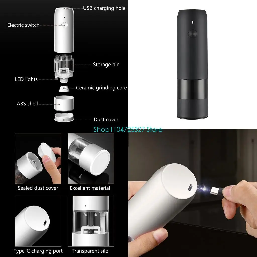

D8KF Automatic Salt Pepper Grinder Electric Spice Mill Grinder Seasoning GrindingTool Gift for Cooking Lovers
