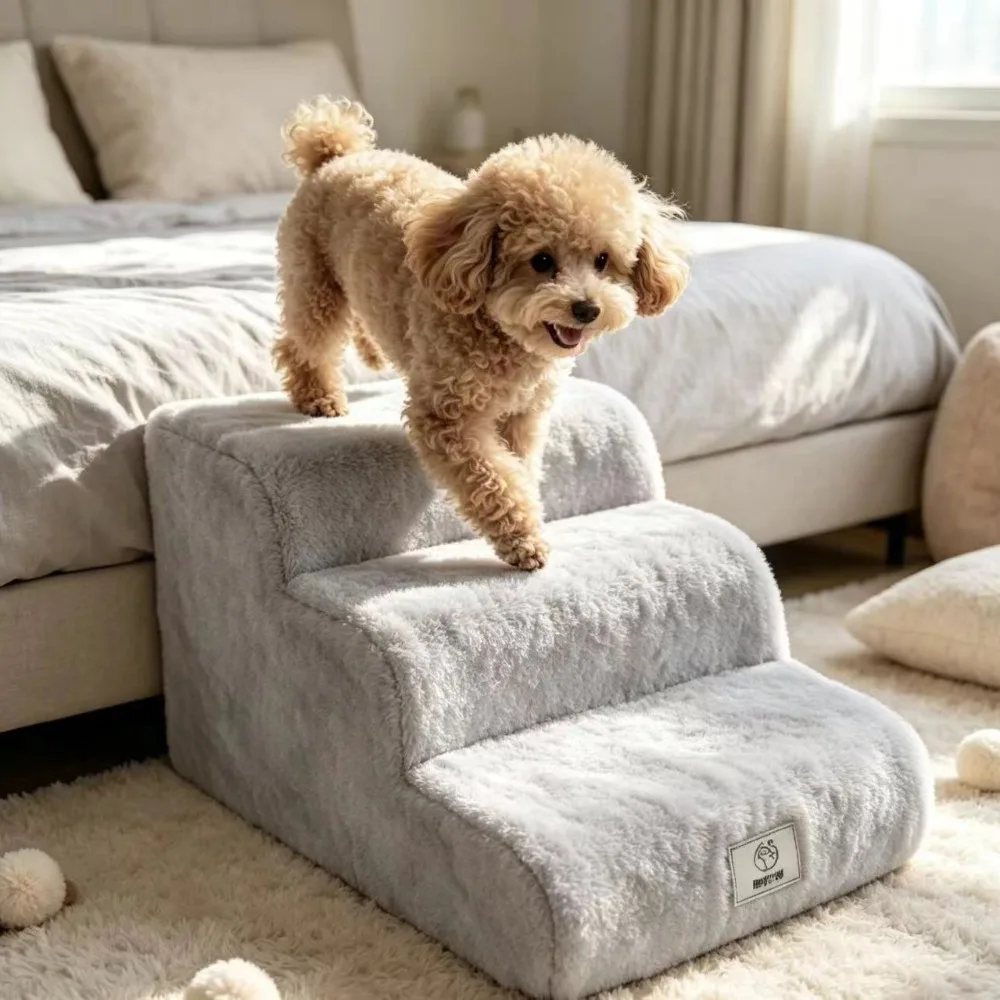 Removable and Washable Small Pet Stairs Non-slip Ladder Slope Dog Bed Steps Sofa Steps Elderly Pet Auxiliary Ladder