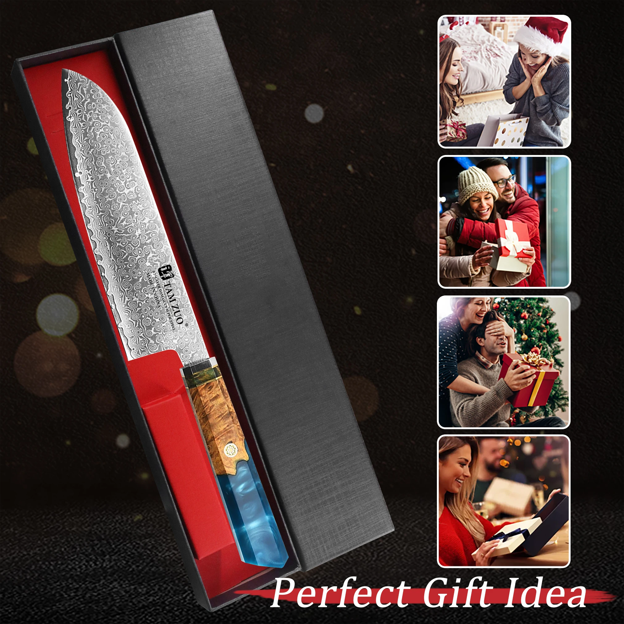 دمشق الصلب اليابانية سكاكين المطبخ المطبخ Santoku سكين الساطور سكين الطاهي برو تقطيع سكين اللحوم الخضروات مع صندوق هدية