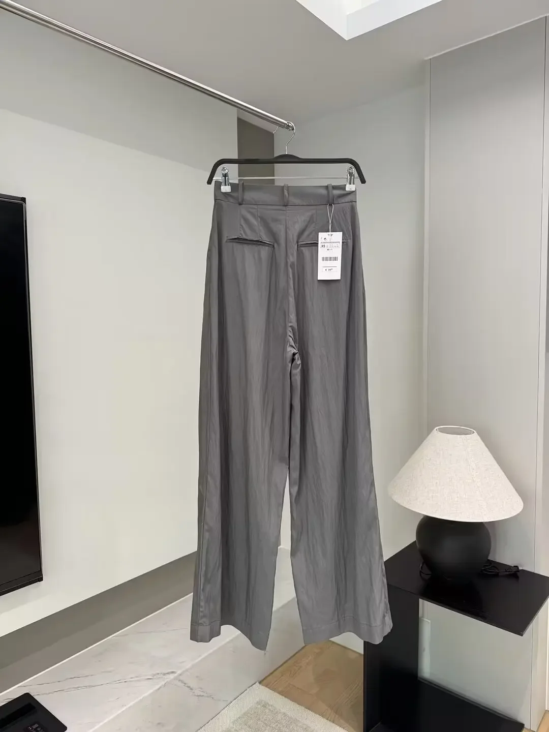 Calça feminina de cintura alta de perna larga, calça retrô plissada, bolso lateral, solta, brincalhão temperamental, nova moda, 2022