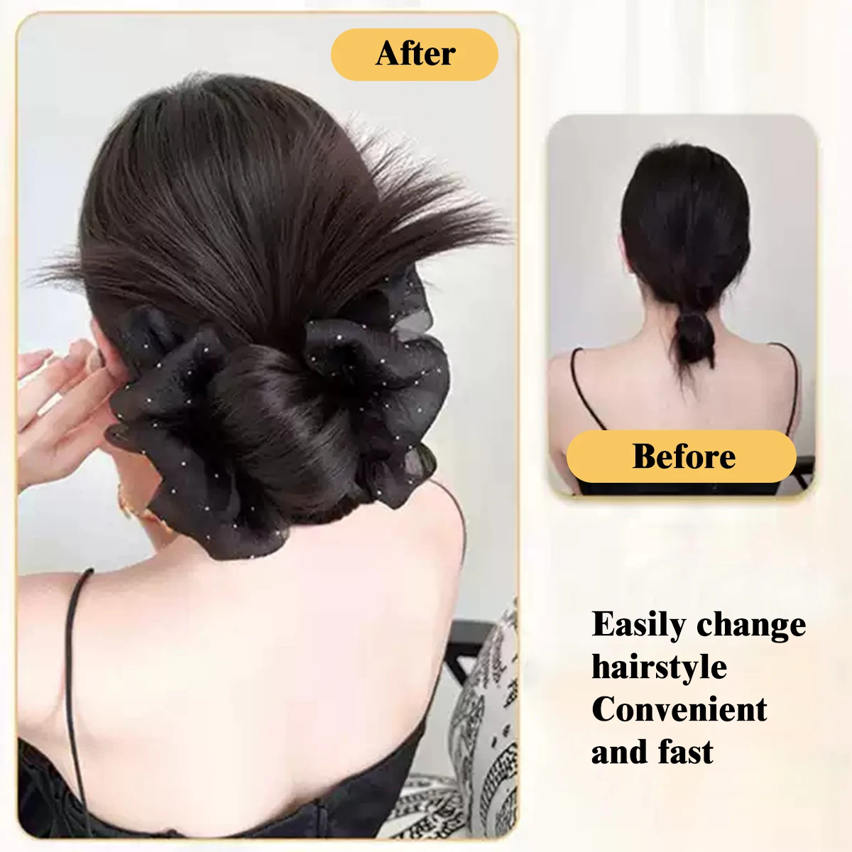 Klip Sintetis Kepala Bakso Wig Sanggul Rambut Ekor Kuda Wanita Klip Ekstensi Rambut Penataan Mode Sanggul Rambut Alami