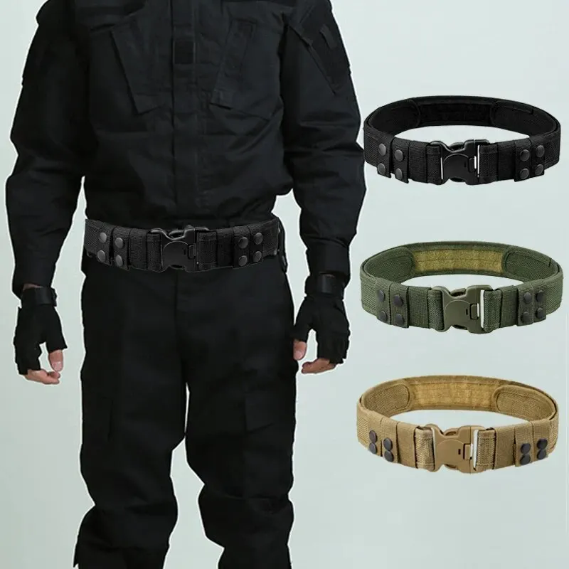 1pc Outdoor Tactical Belt, Military Enthusiast Nylon Belt, Security Mountaineering Belt with Wide Plastic Buckle