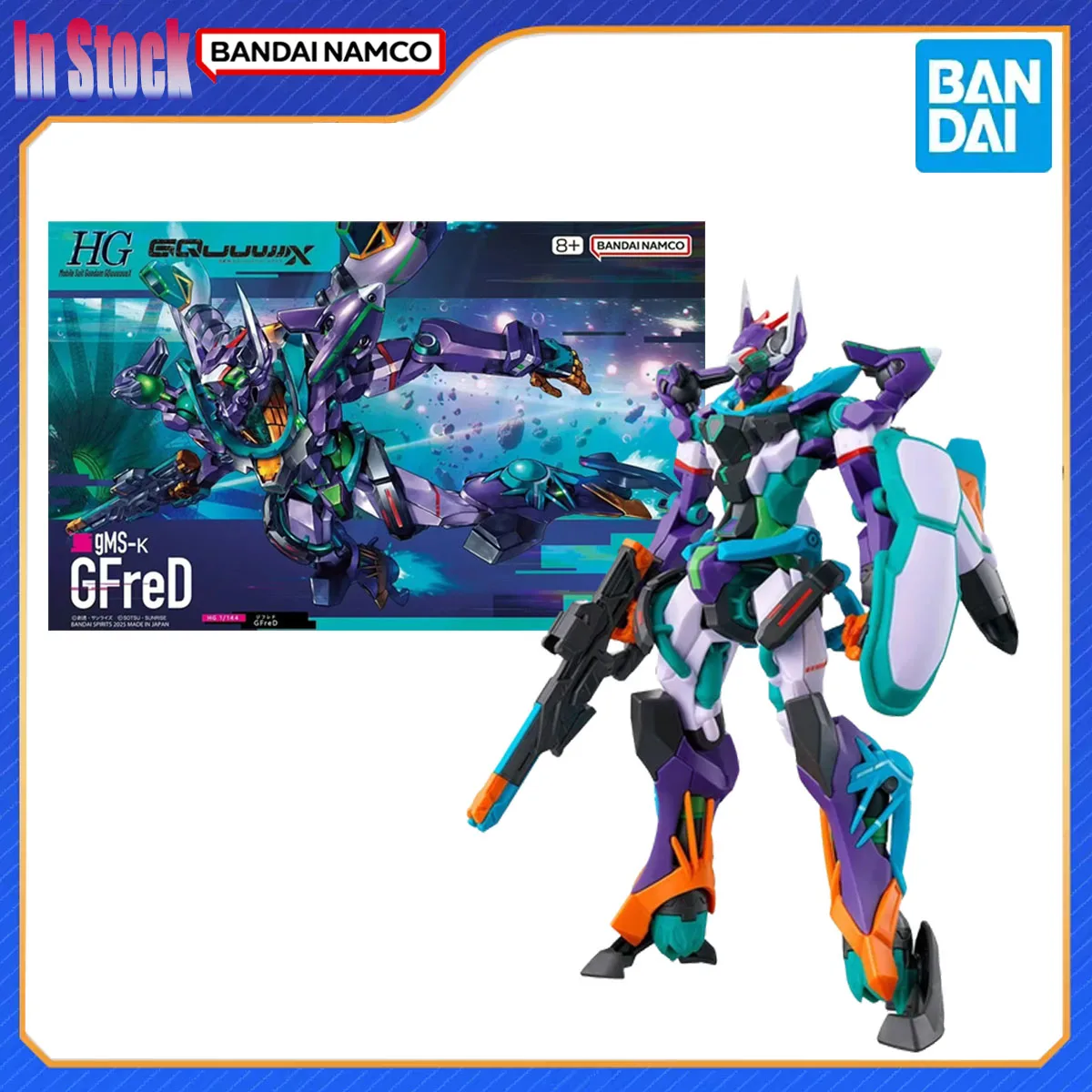 Original Genuine Bandai Anime HG 1/144 MSGG gMS-κ GFreD  Action Figure Model Kits Gift for Kids Assembly Model Original box