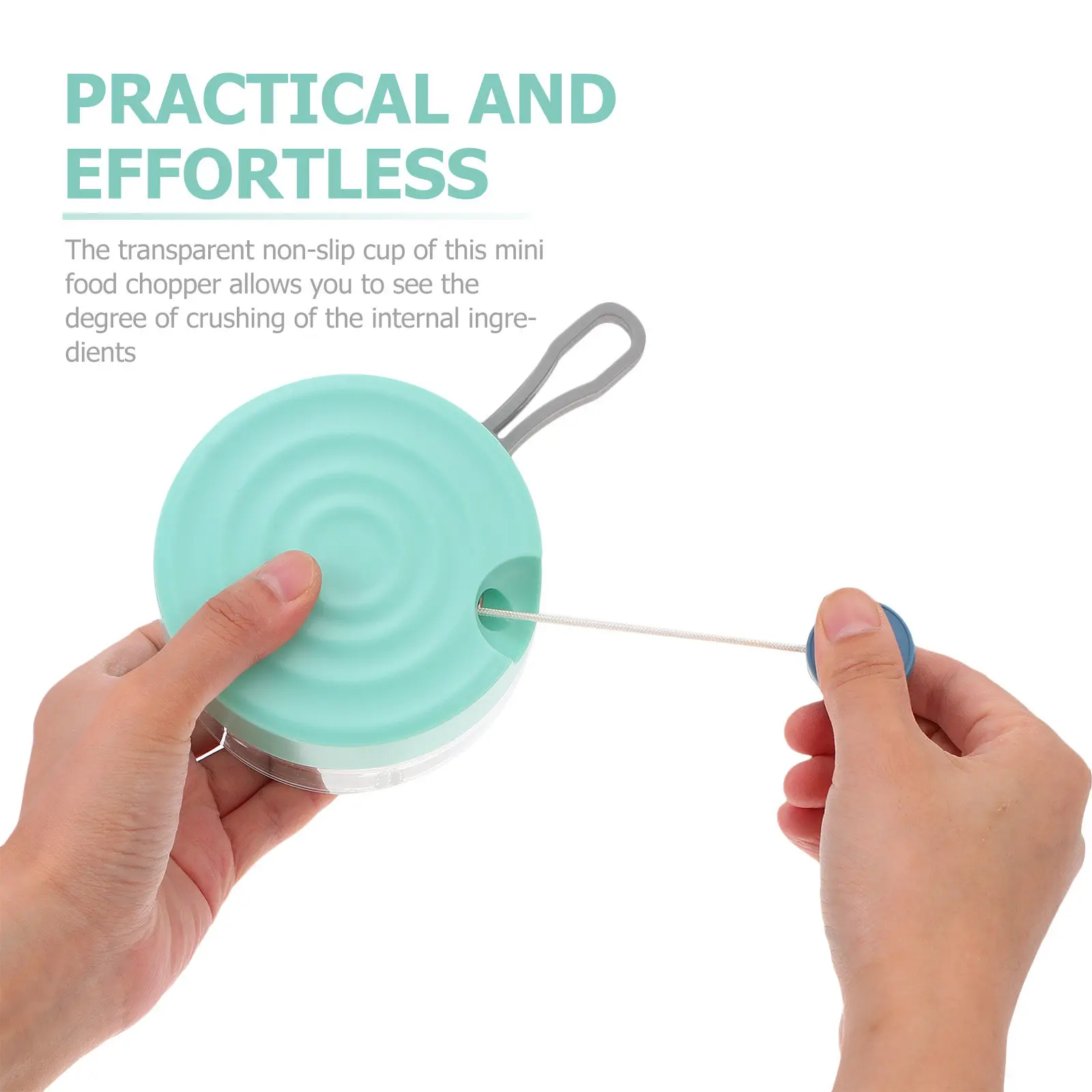 Picador de Cebolla Manual, Mini Picador de Alimentos para Ajo, Jengibre, Verduras, Especias, Carne en Polvo, Vaso Transparente, Fácil de Limpiar, Portátil