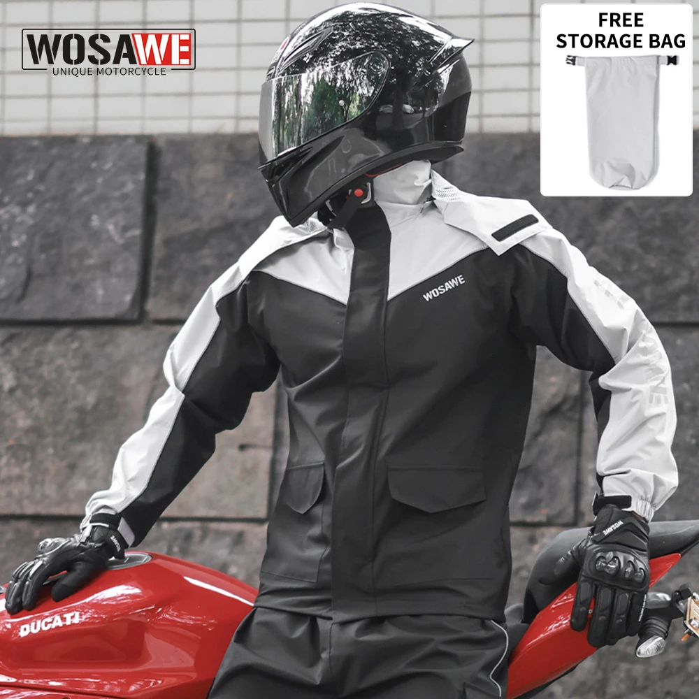 

WOSAWE Men Motorcycle Rain Jacket Women Waterproof Adjustable Raincoat All Sport Farm Hiking Fishing Rain Wet Weather Protection